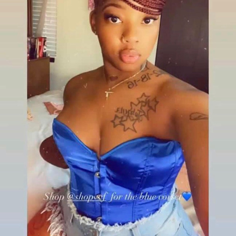 Blue satin corset small-6xl